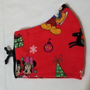 Hand Crafted Kids Cotton Face Mask Mickey and Minnie Mouse Ages 2-6  Christmas